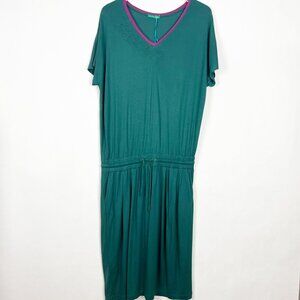 NWT Catherine Andre Botanik Dress Women's Size XL Emerald Pockets Embroidery